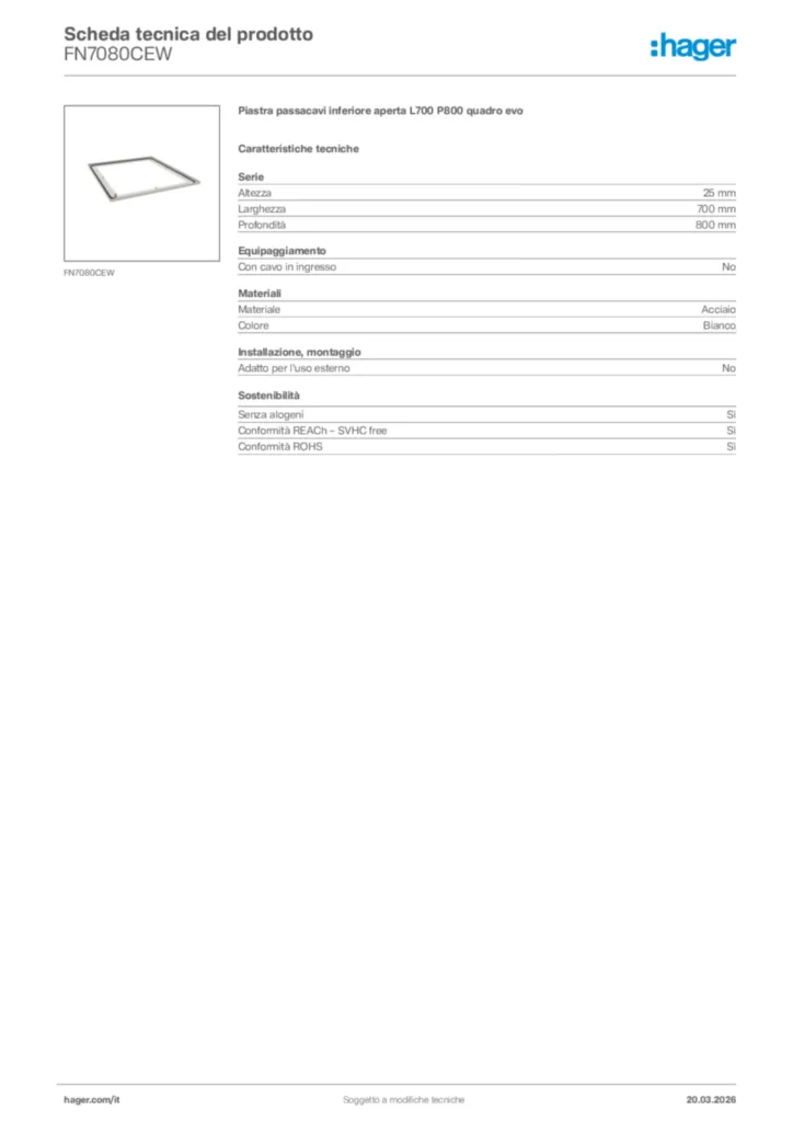 Immagine Hager Scheda tecnica del prodotto FN7080CEW | Hager Italia