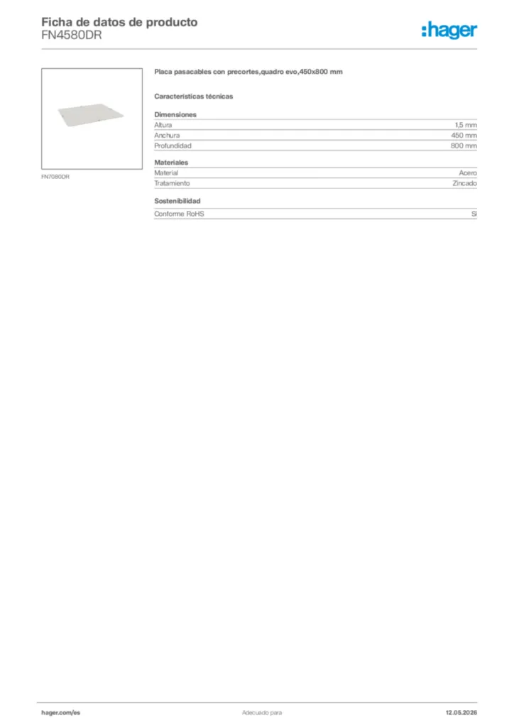 Imagen Hager Ficha de datos de producto FN4580DR | Hager España