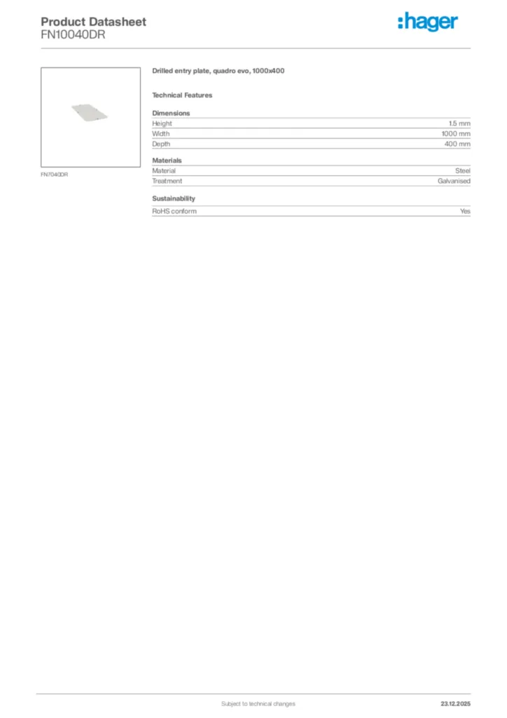 Image Hager Product data sheet FN10040DR  | Hager Africa