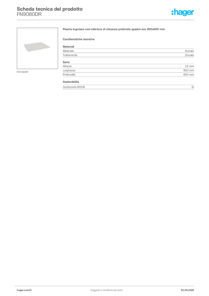 Immagine Hager Scheda tecnica del prodotto FN9080DR | Hager Italia