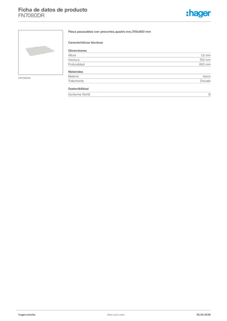 Imagen Hager Ficha de datos de producto FN7080DR | Hager España