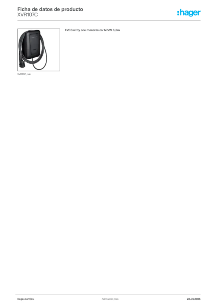 Imagen Hager Ficha de datos de producto XVR107C | Hager España