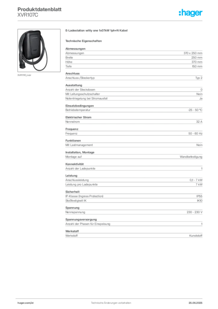 Bild Hager Produktdatenblatt XVR107C | Hager Deutschland