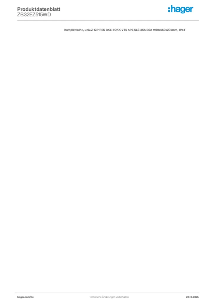 Bild Hager Produktdatenblatt ZB32EZ515WD | Hager Deutschland