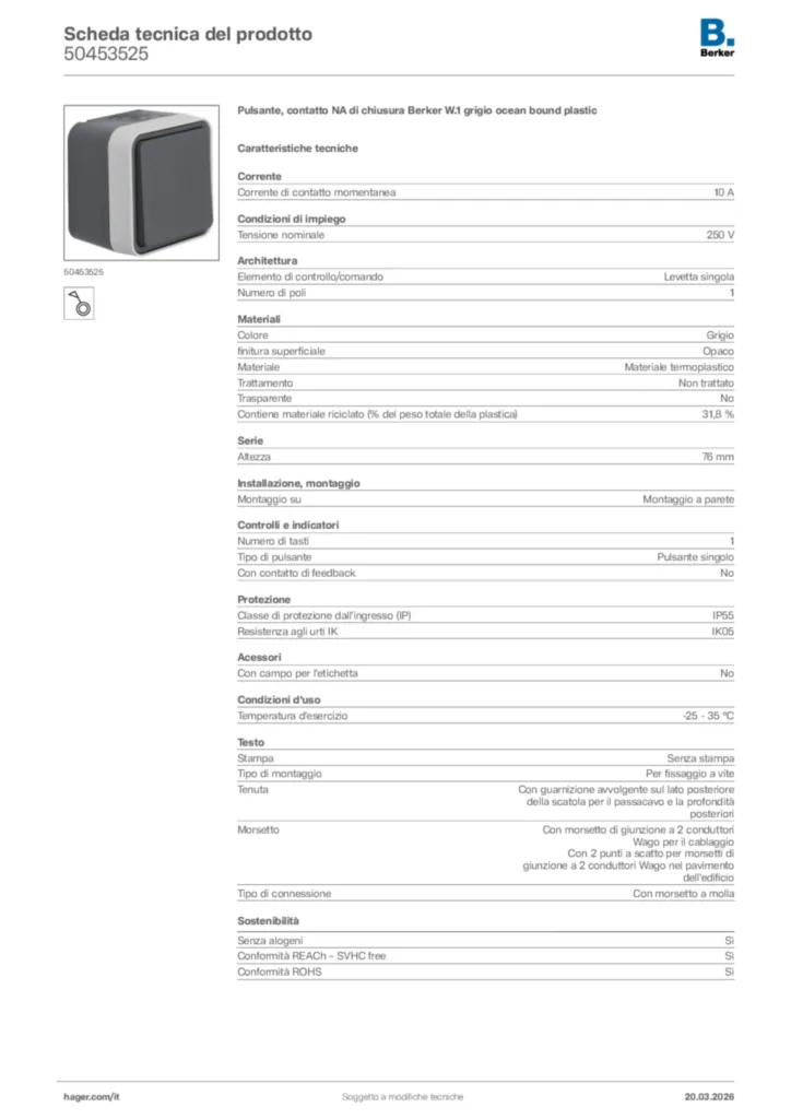 Immagine Berker Scheda tecnica del prodotto 50453525 | Hager Italia