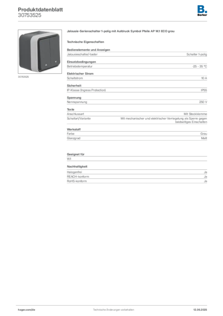 Berker Produktdatenblatt 30753525