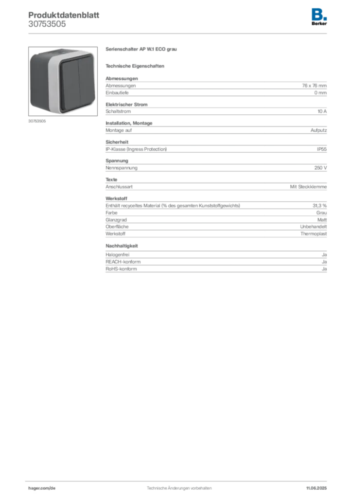Berker Produktdatenblatt 30753505