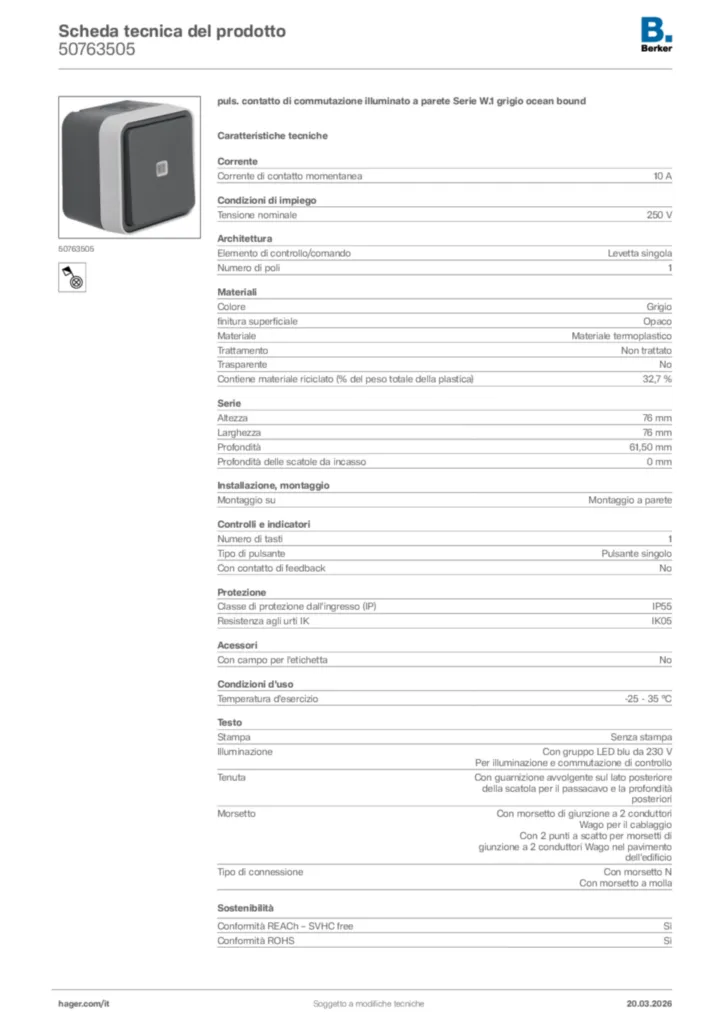 Immagine Berker Scheda tecnica del prodotto 50763505 | Hager Italia