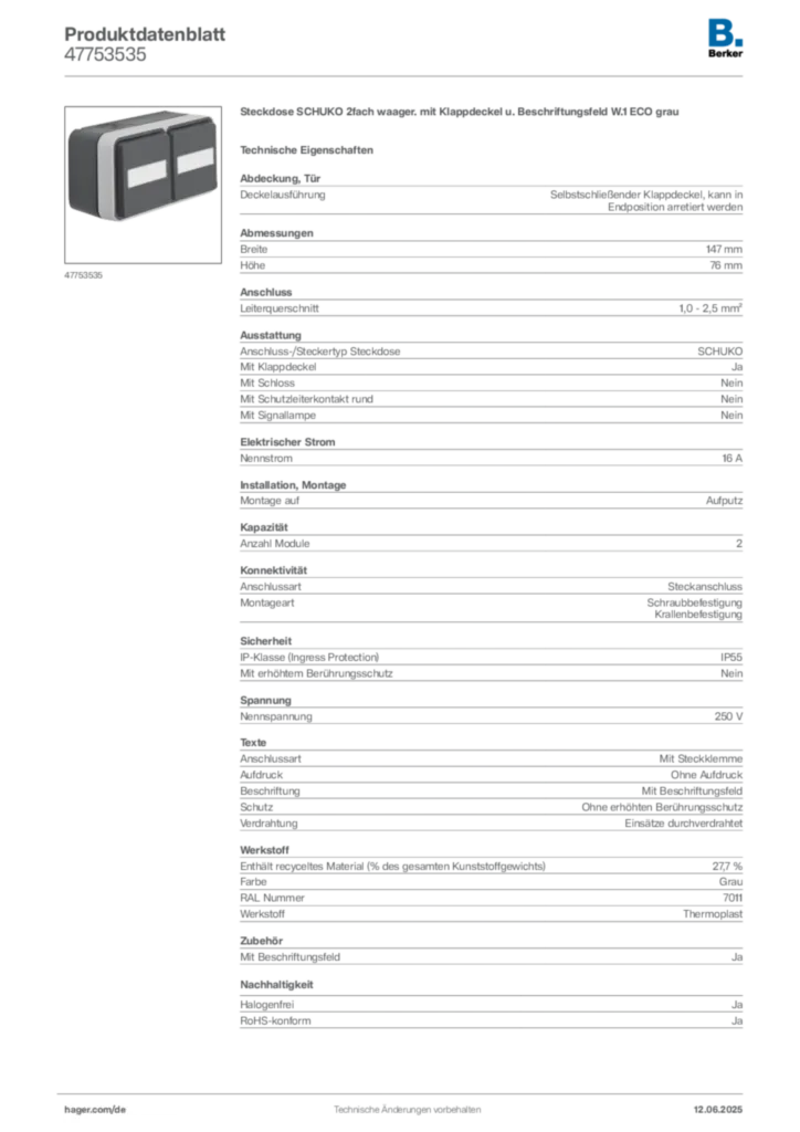 Berker Produktdatenblatt 47753535