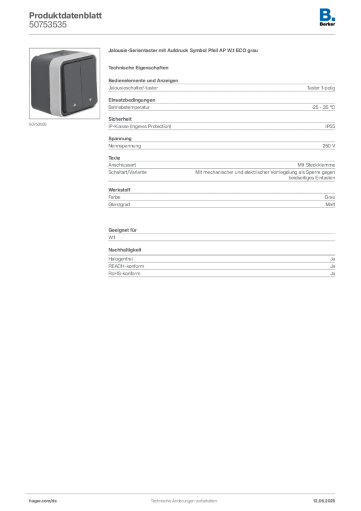 Bild Berker Produktdatenblatt 50753535 | Hager Deutschland