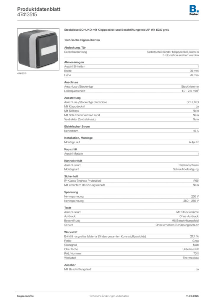 Berker Produktdatenblatt 47413515