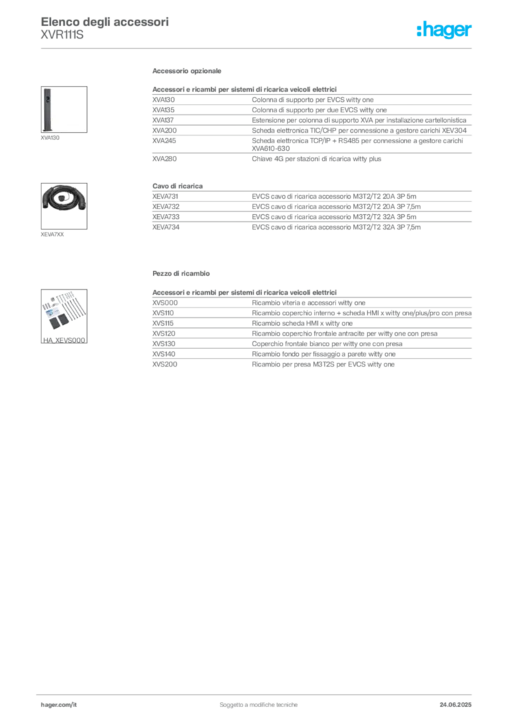 Immagine Hager Scheda tecnica del prodotto XVR111S | Hager Italia