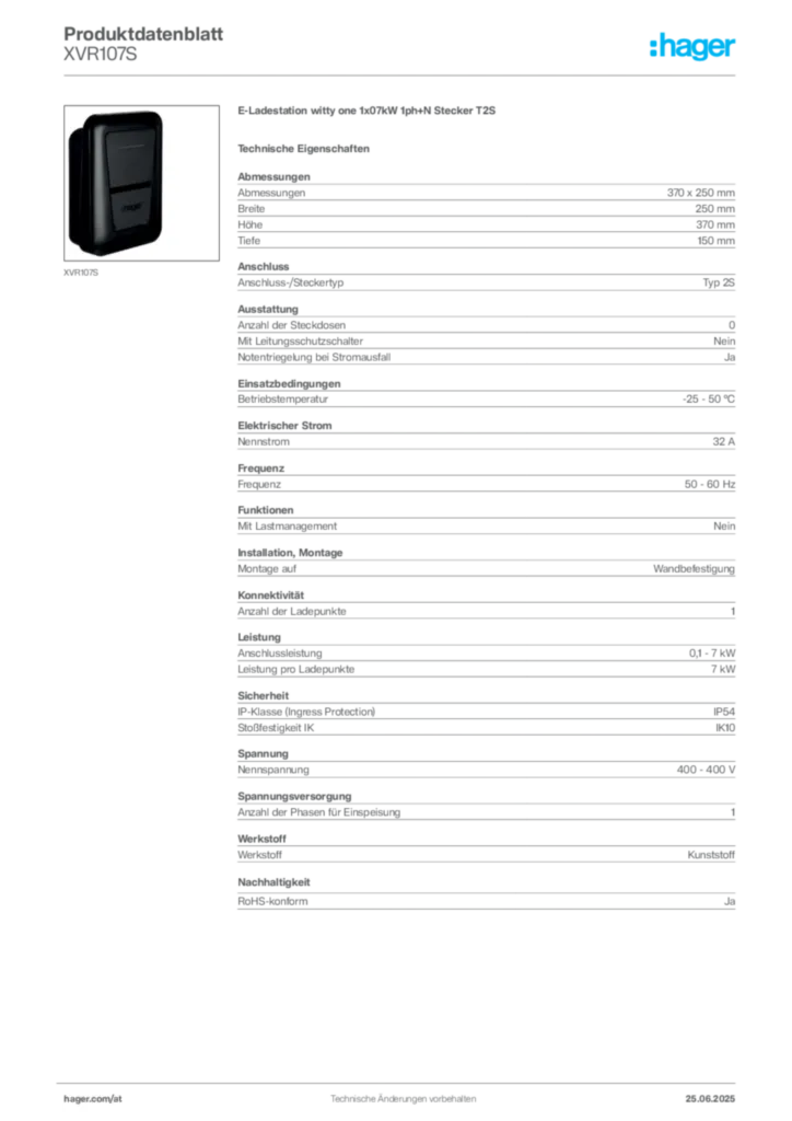 Bild Hager Produktdatenblatt XVR107S | Hager Deutschland