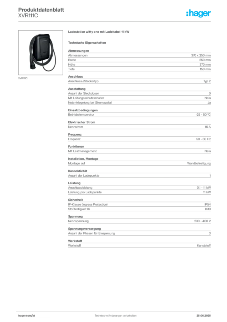 Bild Hager Produktdatenblatt XVR111C | Hager Deutschland