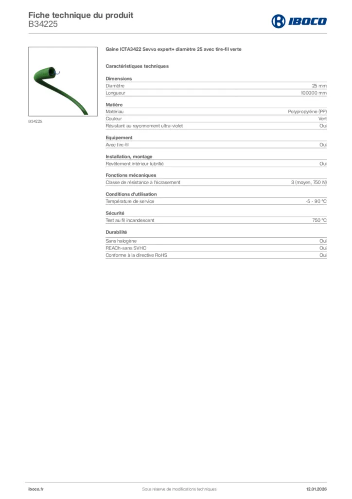 Image Iboco Fiche technique du produit B34225 | Hager France