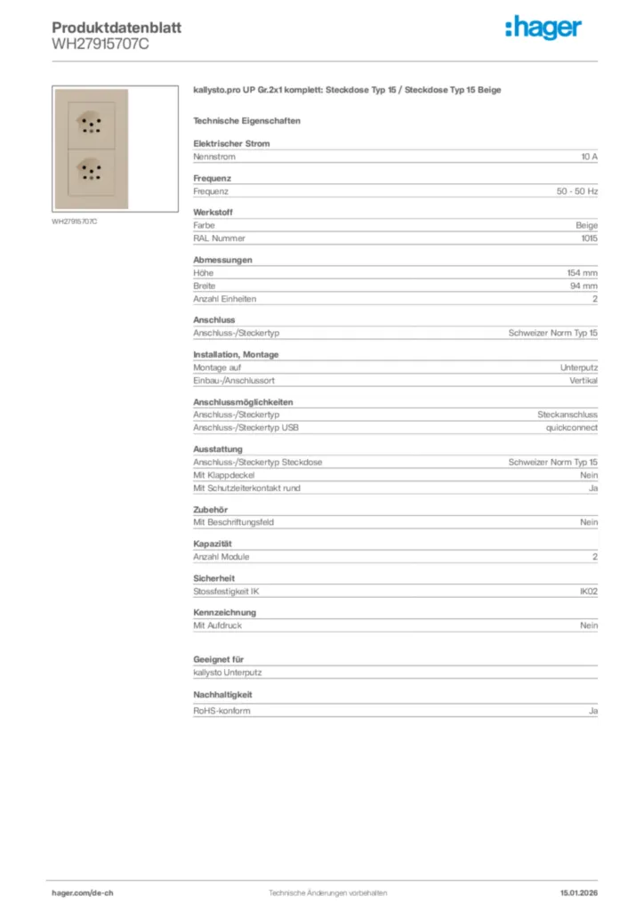Bild Hager Produktdatenblatt WH27915707C | Hager Schweiz