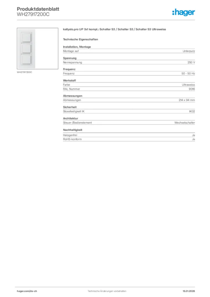 Bild Hager Produktdatenblatt WH27917200C | Hager Schweiz