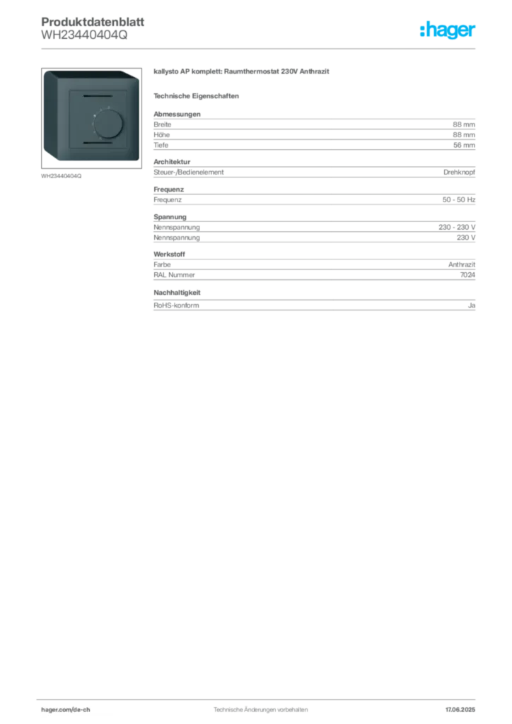 Bild Hager Produktdatenblatt WH23440404Q | Hager Schweiz