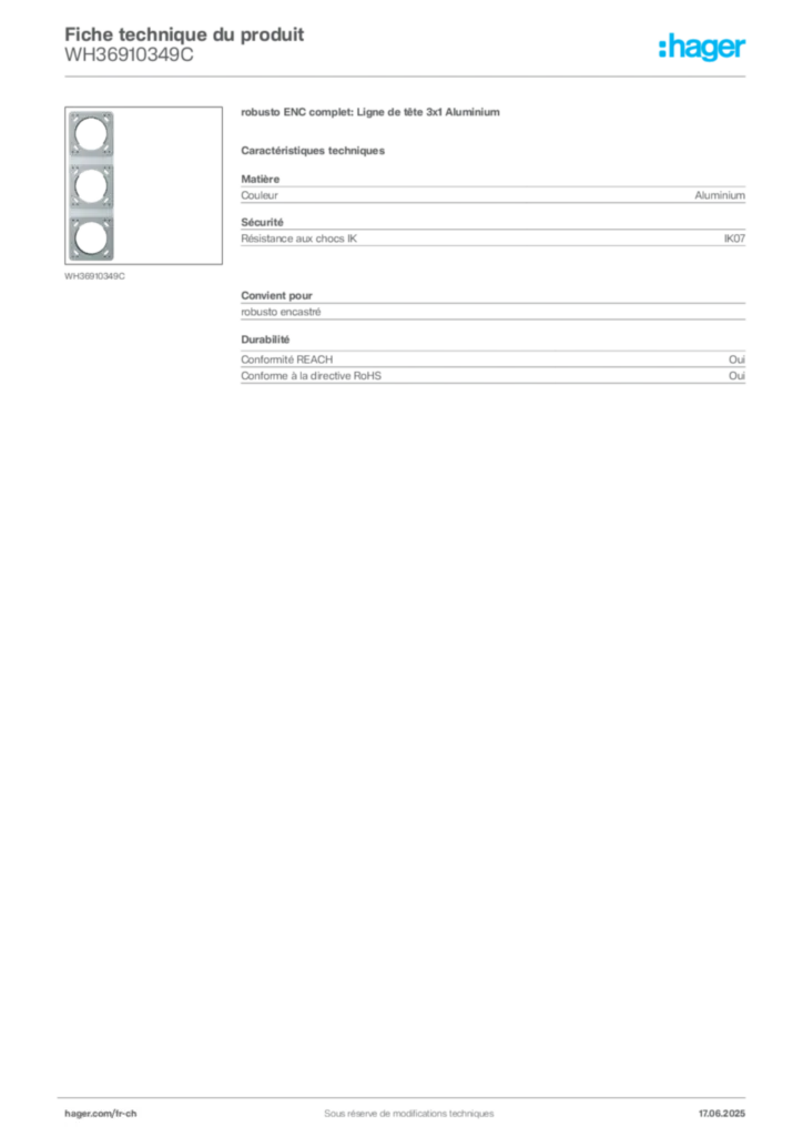 Image Hager Fiche technique du produit WH36910349C | Hager Suisse