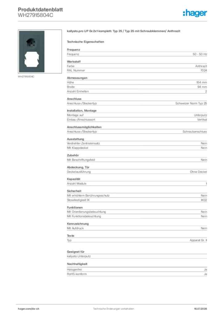 Bild Hager Produktdatenblatt WH27915804C | Hager Schweiz