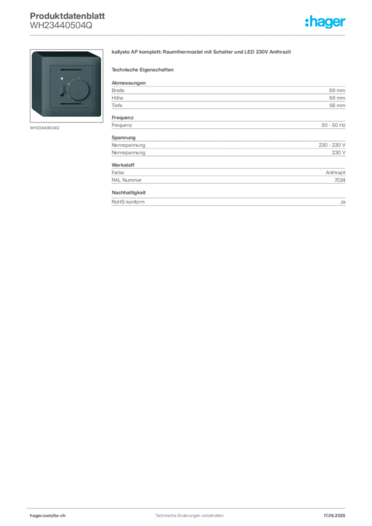 Bild Hager Produktdatenblatt WH23440504Q | Hager Schweiz