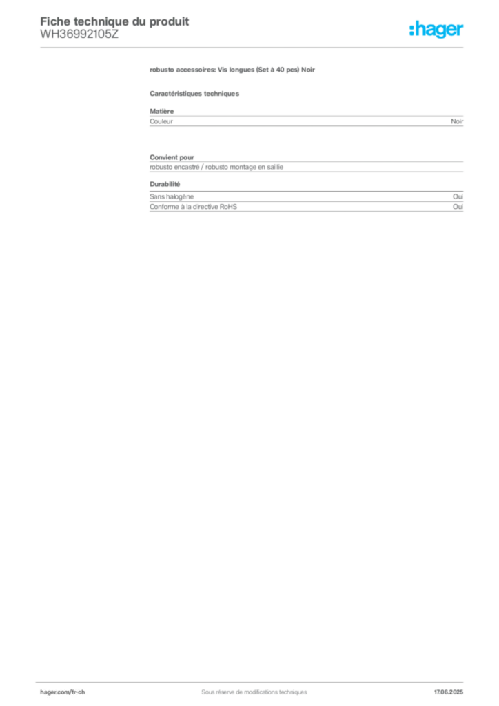 Image Hager Fiche technique du produit WH36992105Z | Hager Suisse