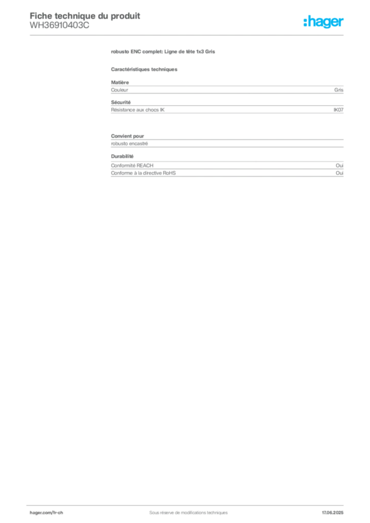 Image Hager Fiche technique du produit WH36910403C | Hager Suisse
