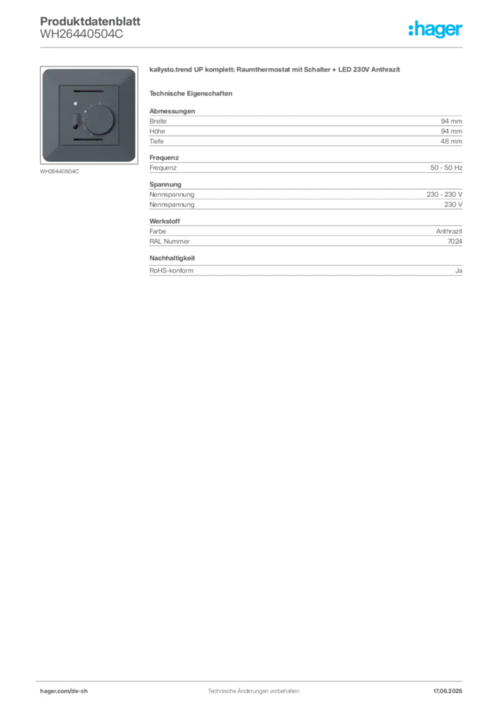 Bild Hager Produktdatenblatt WH26440504C | Hager Schweiz