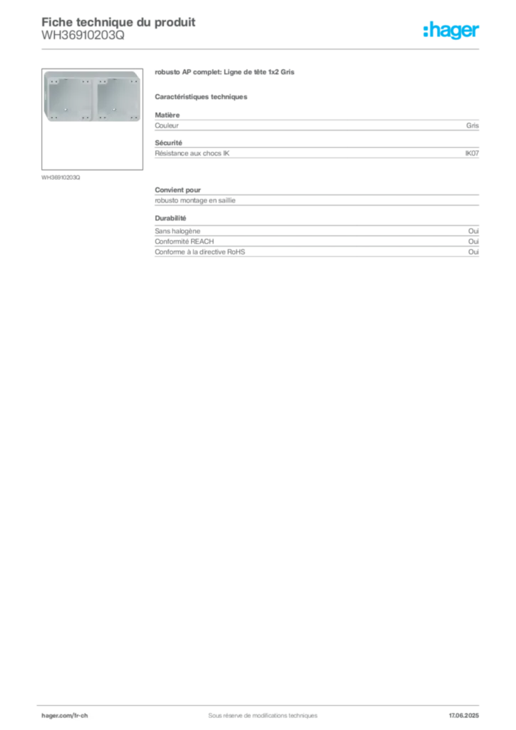 Image Hager Fiche technique du produit WH36910203Q | Hager Suisse