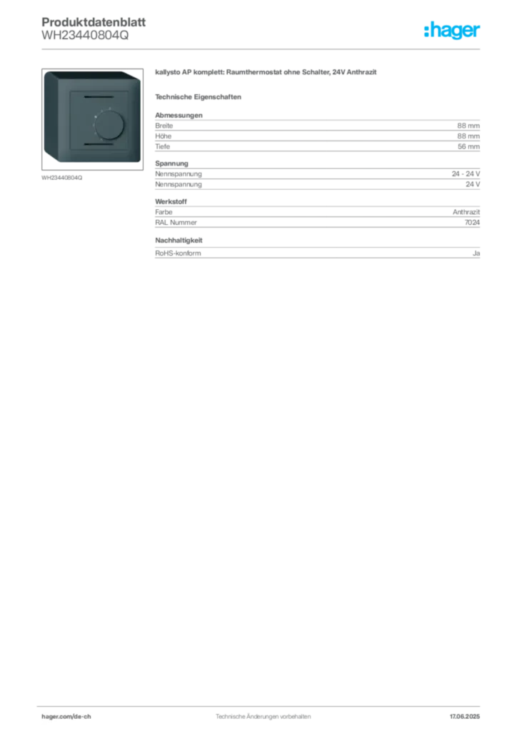 Bild Hager Produktdatenblatt WH23440804Q | Hager Schweiz