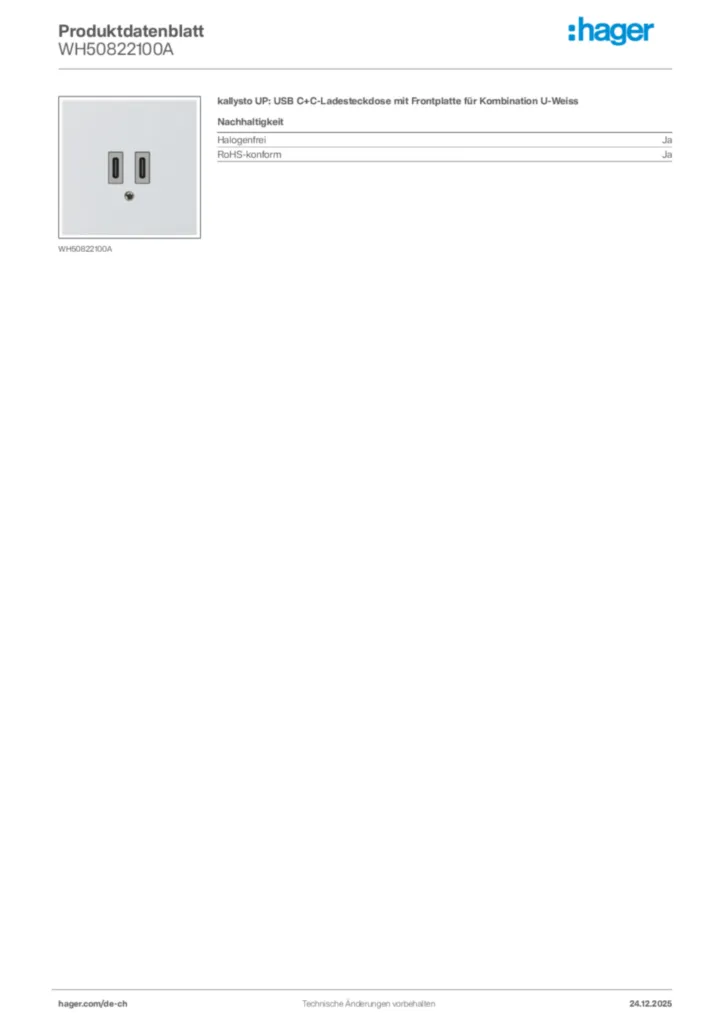 Bild Hager Produktdatenblatt WH50822100A | Hager Schweiz