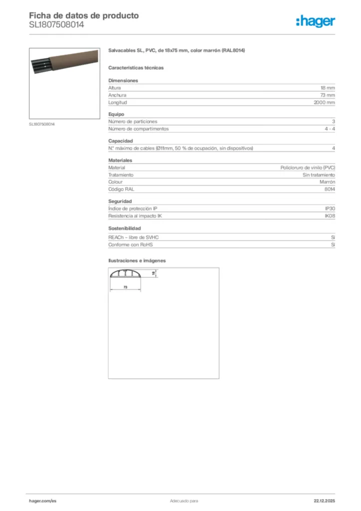 Imagen Hager Ficha de datos de producto SL1807508014 | Hager España