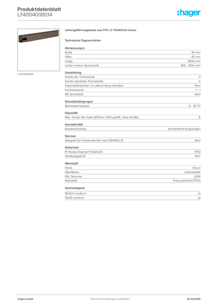 Bild Hager Produktdatenblatt LF4004008014 | Hager Deutschland
