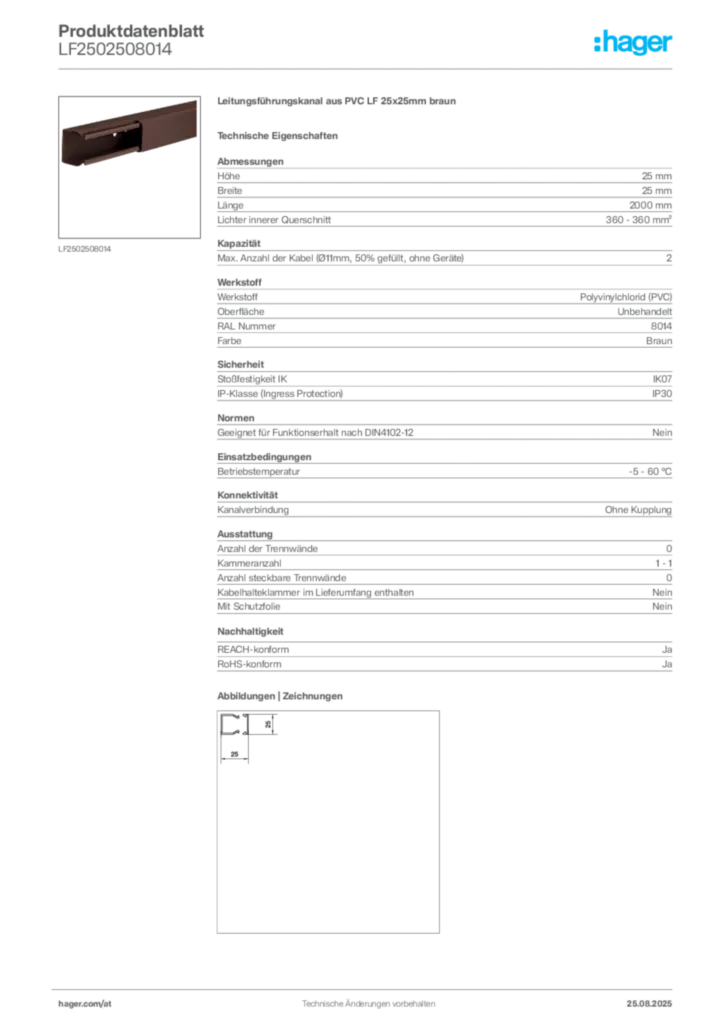 Bild Hager Produktdatenblatt LF2502508014 | Hager Deutschland