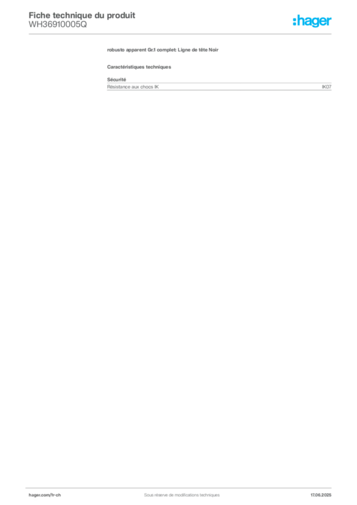 Image Hager Fiche technique du produit WH36910005Q | Hager Suisse