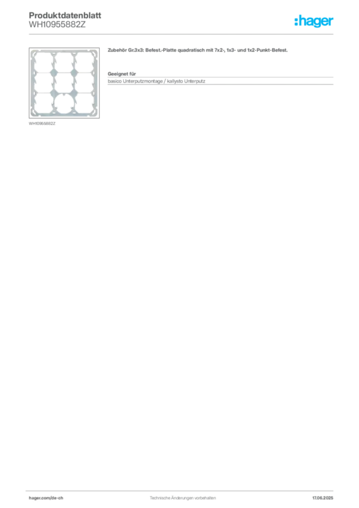 Bild Hager Produktdatenblatt WH10955882Z | Hager Schweiz