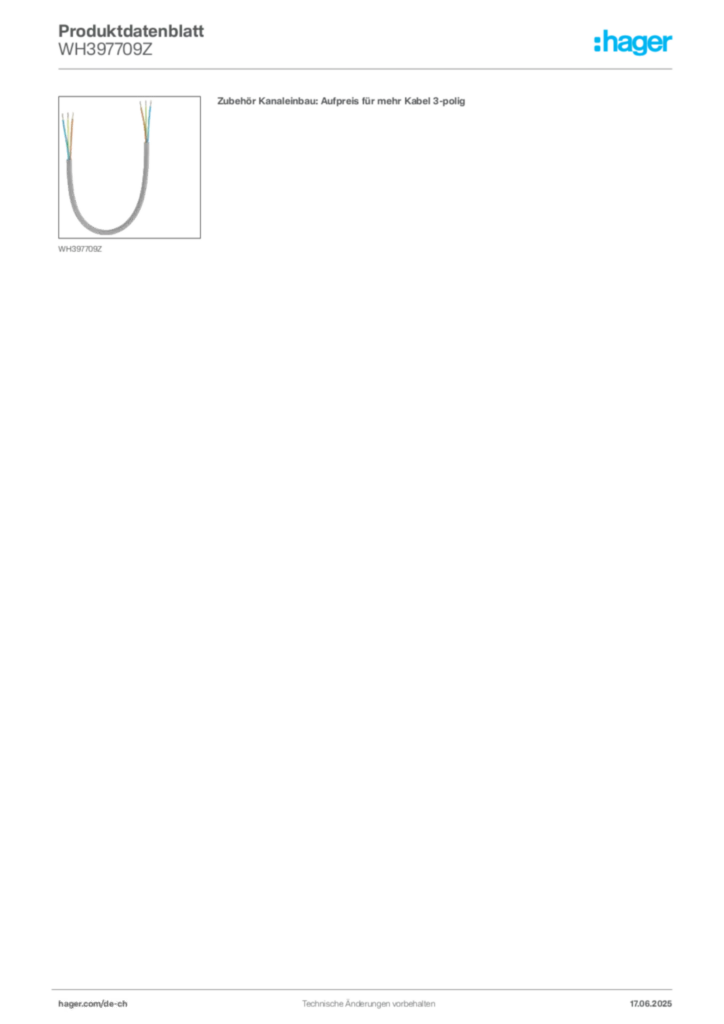 Bild Hager Produktdatenblatt WH397709Z | Hager Schweiz