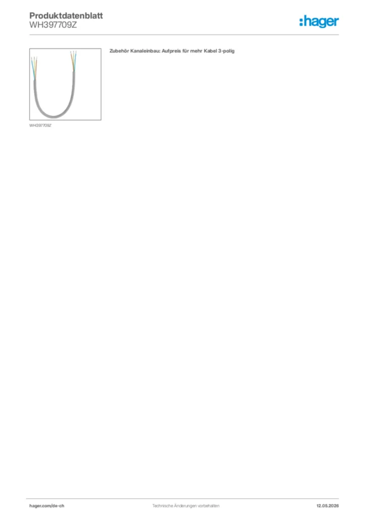 Bild Hager Produktdatenblatt WH397709Z | Hager Schweiz