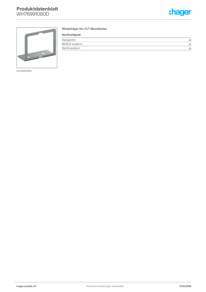 Bild Hager Produktdatenblatt WH76991080D | Hager Schweiz