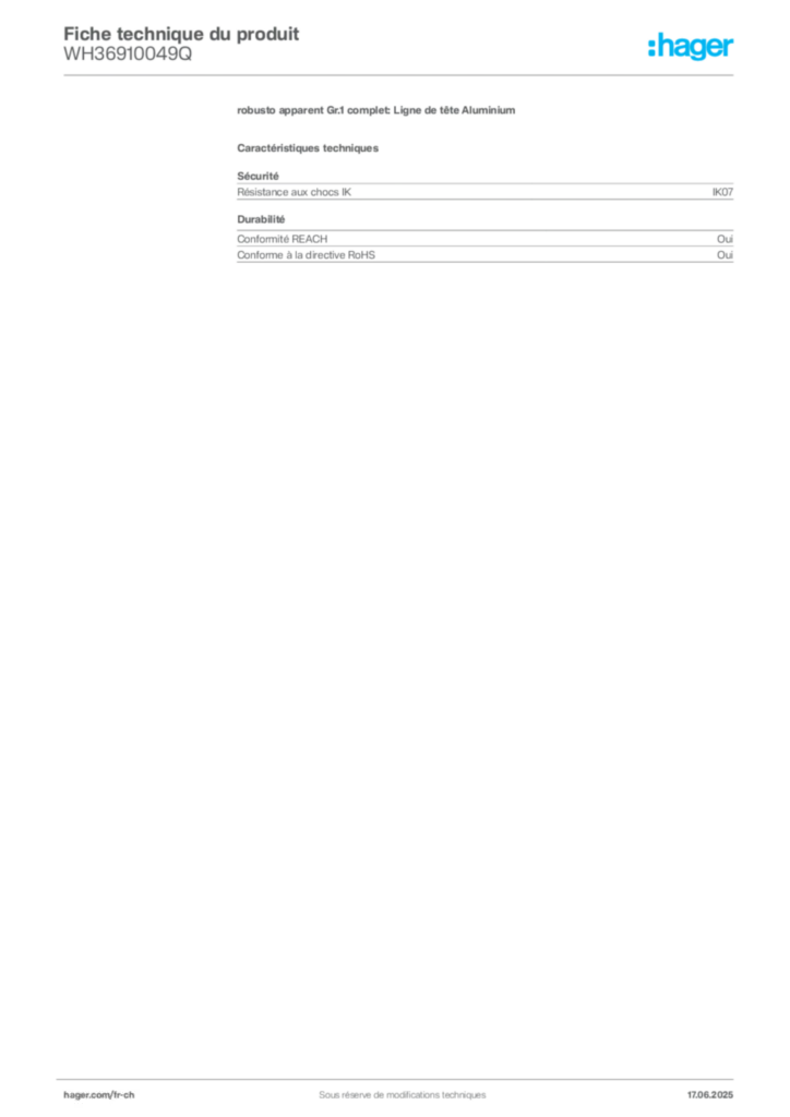 Image Hager Fiche technique du produit WH36910049Q | Hager Suisse