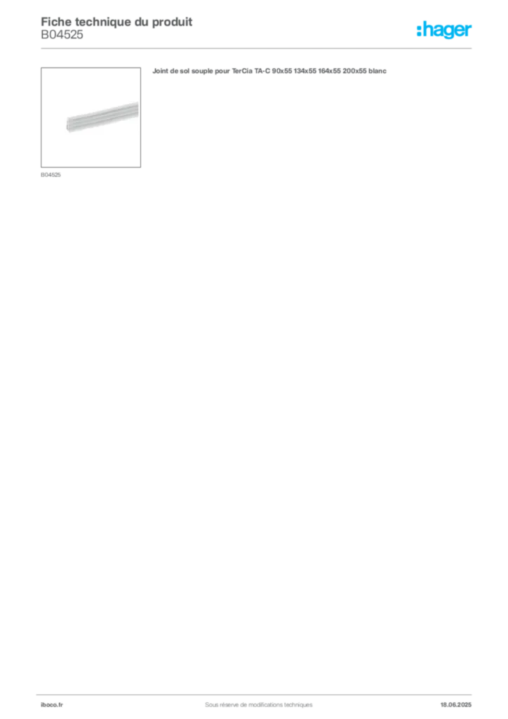 Image Iboco Fiche technique du produit B04525 | Hager France