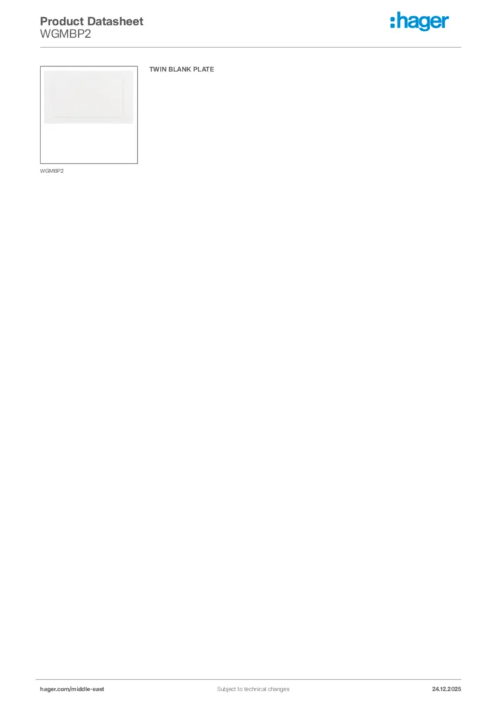 Image Hager Product data sheet WGMBP2  | Hager