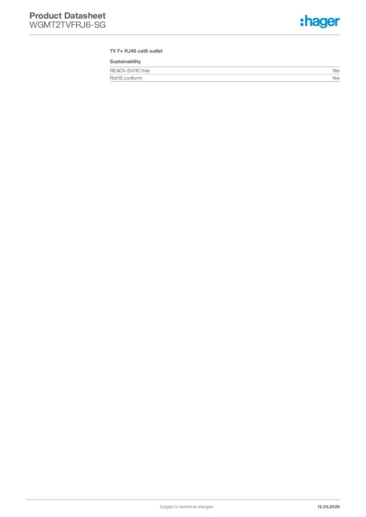Image Hager Product data sheet WGMT2TVFRJ6-SG  | Hager Africa