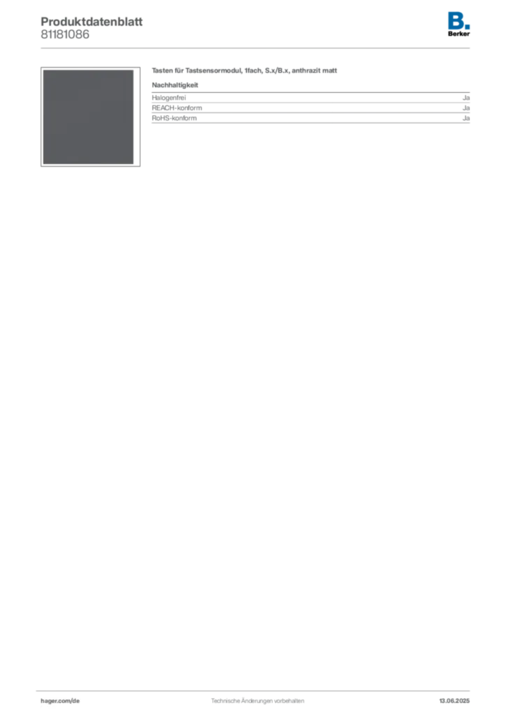 Berker Produktdatenblatt 81181086