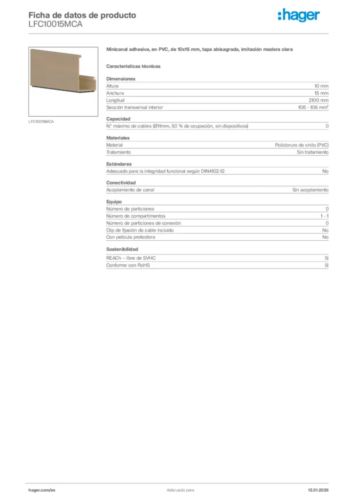 Imagen Hager Ficha de datos de producto LFC10015MCA | Hager España