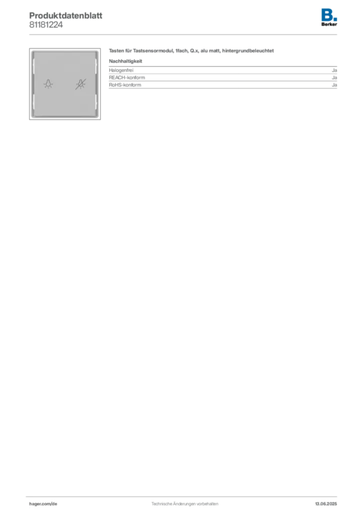 Bild Berker Produktdatenblatt 81181224 | Hager Deutschland