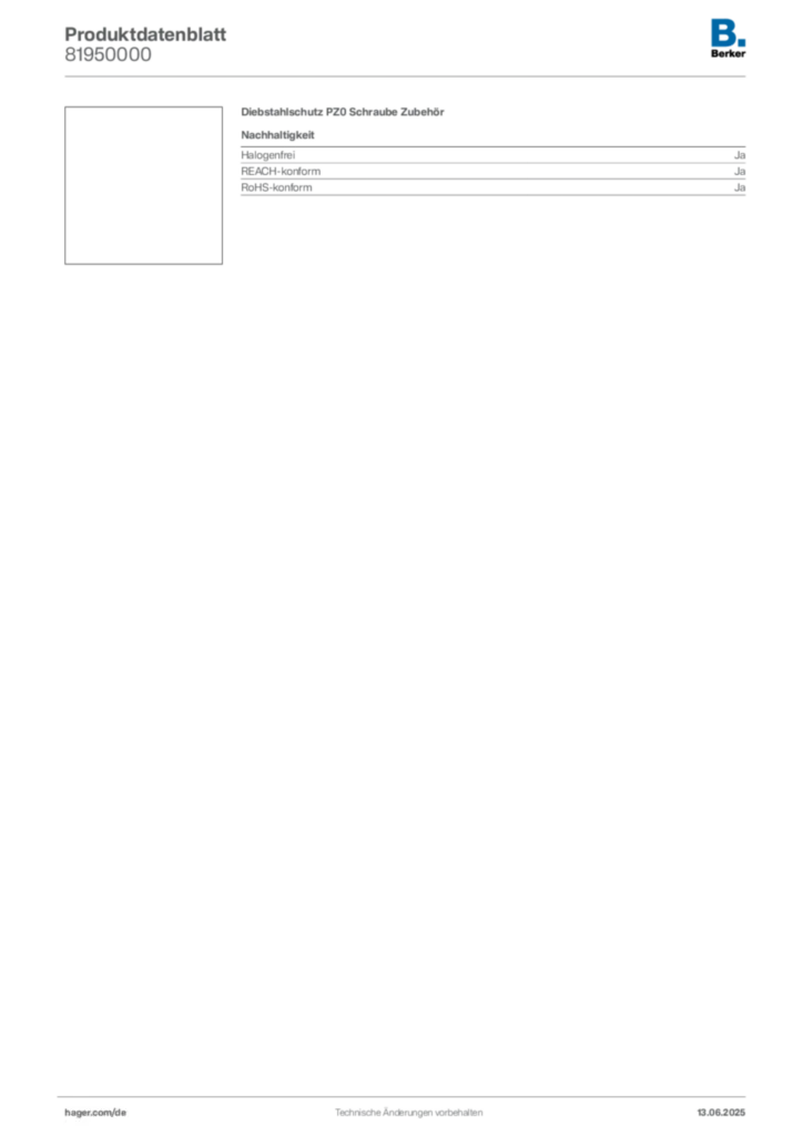 Bild Berker Produktdatenblatt 81950000 | Hager Deutschland