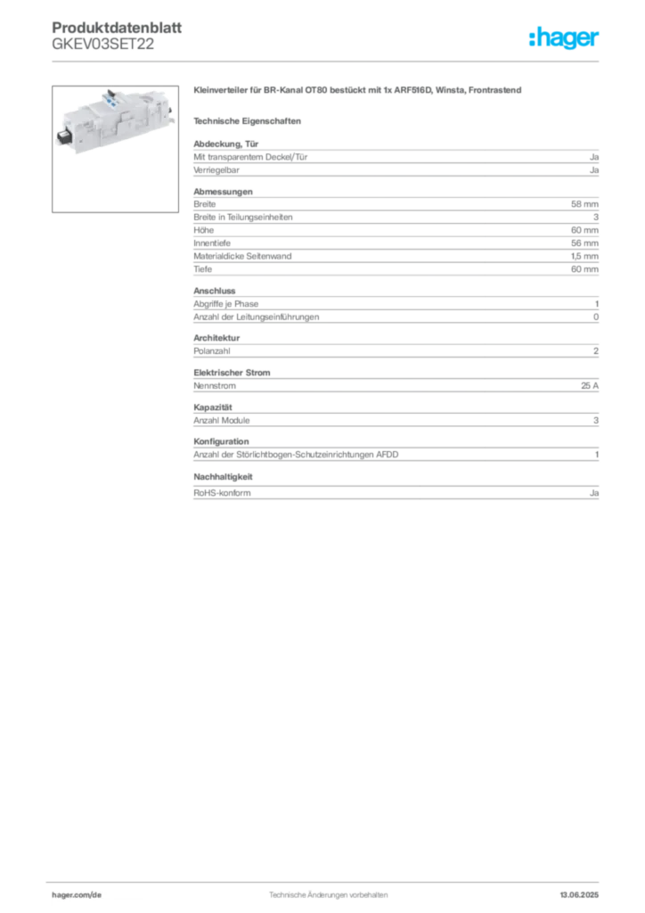 Bild Hager Produktdatenblatt GKEV03SET22 | Hager Deutschland