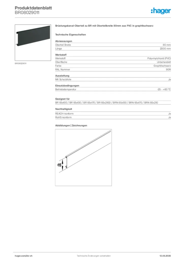 Bild Hager Produktdatenblatt BR08029011 | Hager Schweiz