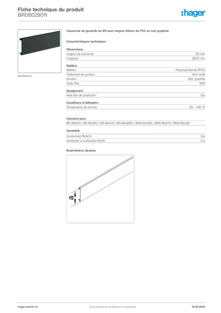 Image Hager Fiche technique du produit BR08029011 | Hager Suisse